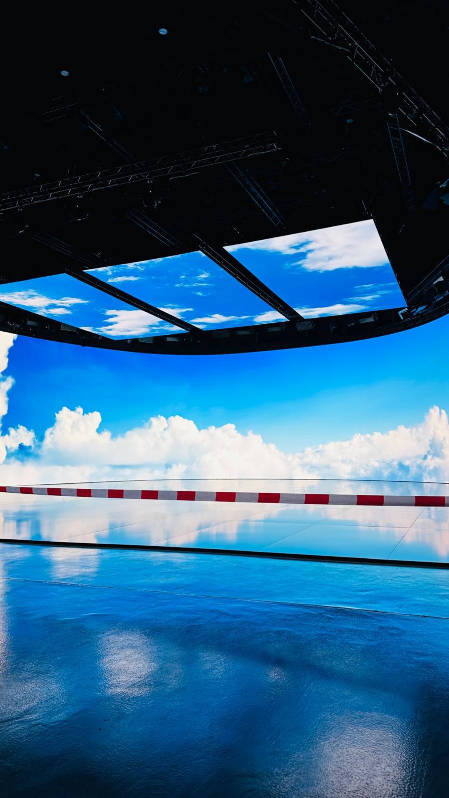 Sky and clouds on the curved LED wall and ceiling