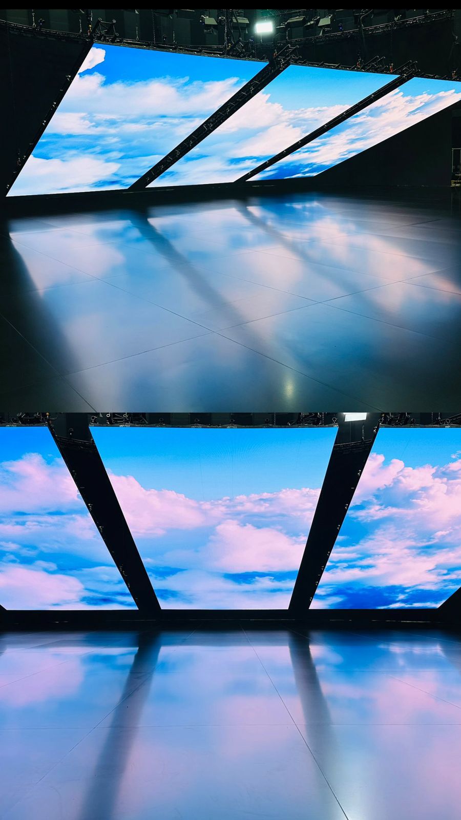 Cloud environments on angled LED panels