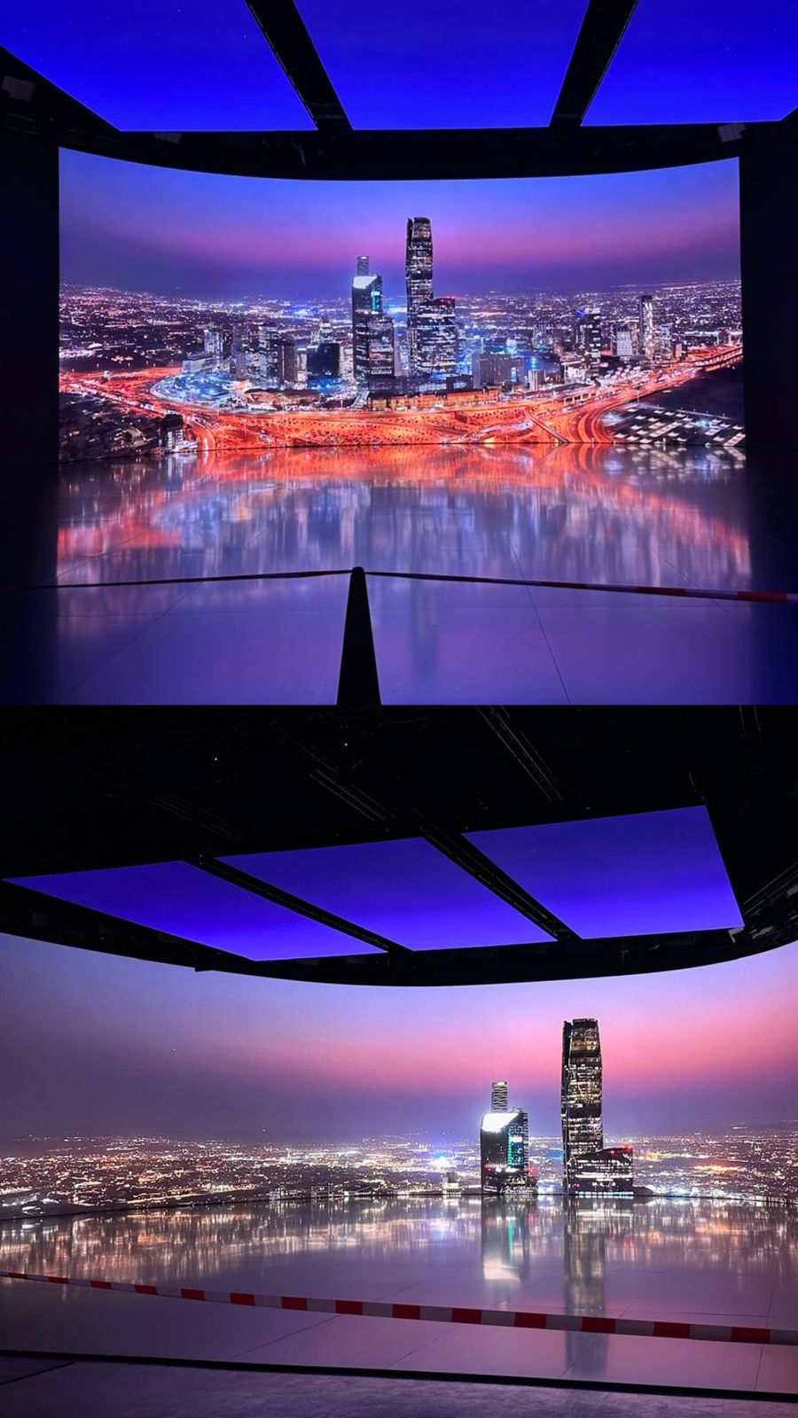 Riyadh night skyline across the LED wall